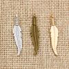 30pcs 31x6.5mm Feather Charms Pendants Bronze Antique Silver Plated  Handmade Charms
