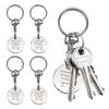 2/6Pcs Trolley Tokens Keychains Universal Small Metal Stainless Steel Portable Shopping Cart Tokens Key Ring Ornament Decoration