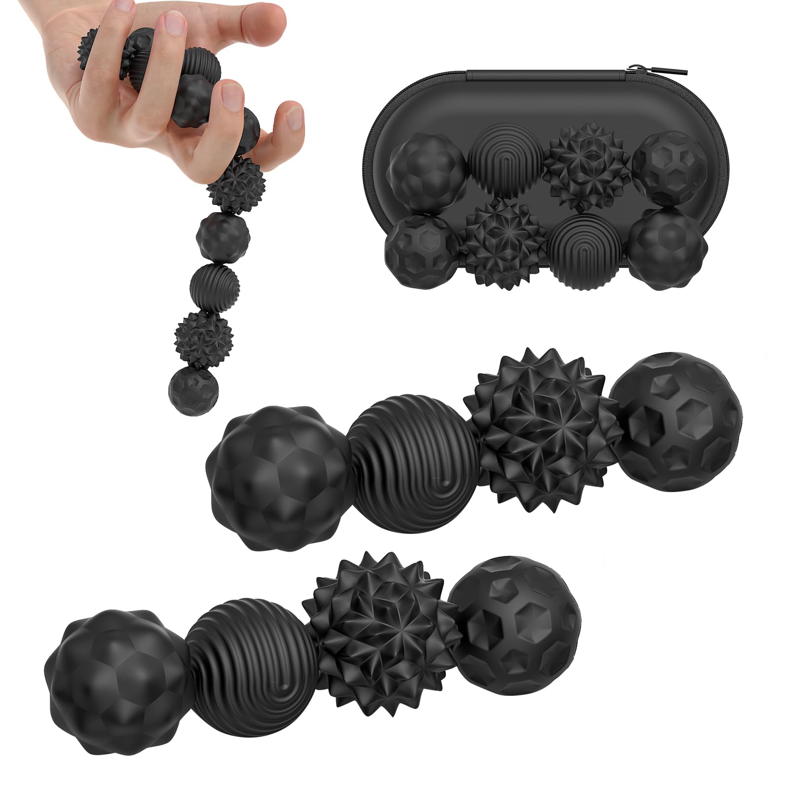 Magnetic Balls Fidget Toy,Attraction Balls with Textures Silicone Shell for Teens, Office Desk Silent Fidget Toys for Adults чёрный