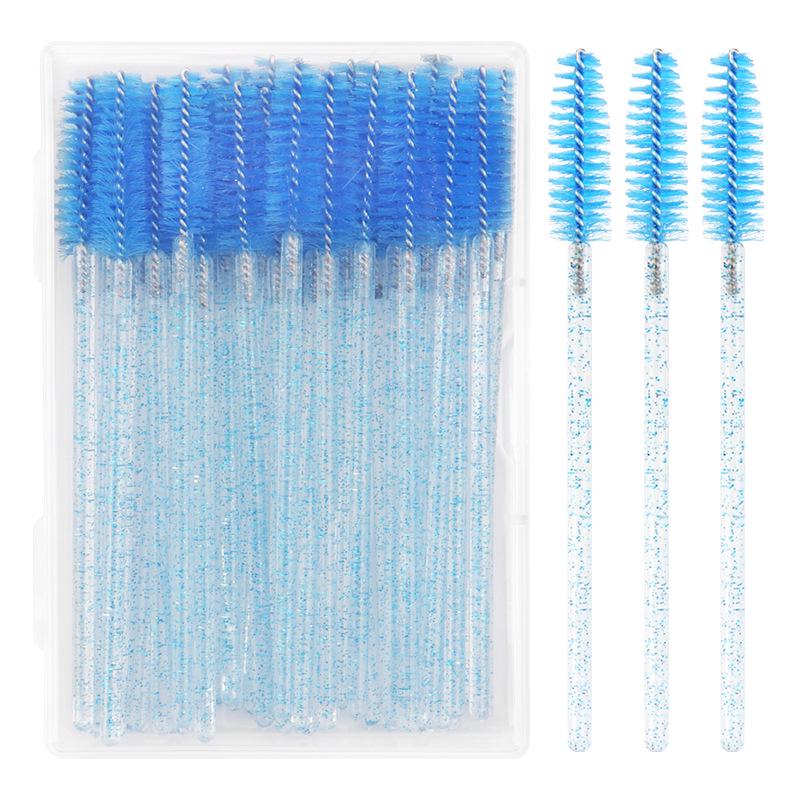 50-Pack Disposable Eyelash & Eyebrow Brushes with Crystal Rods