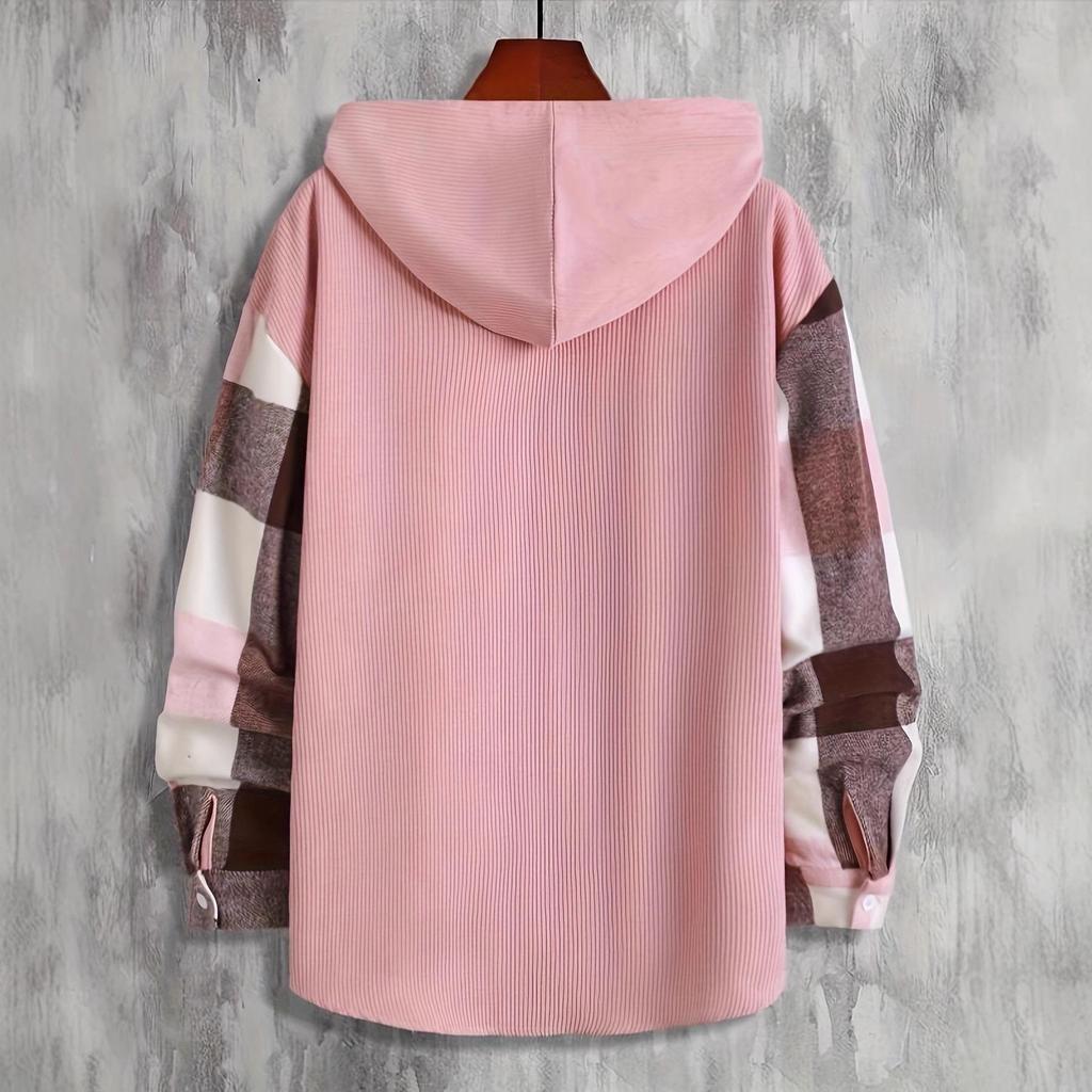 2023 Men's Hooded Plaid Long Sleeve Thickened Shirt - Cold Resistant Autumn Wear