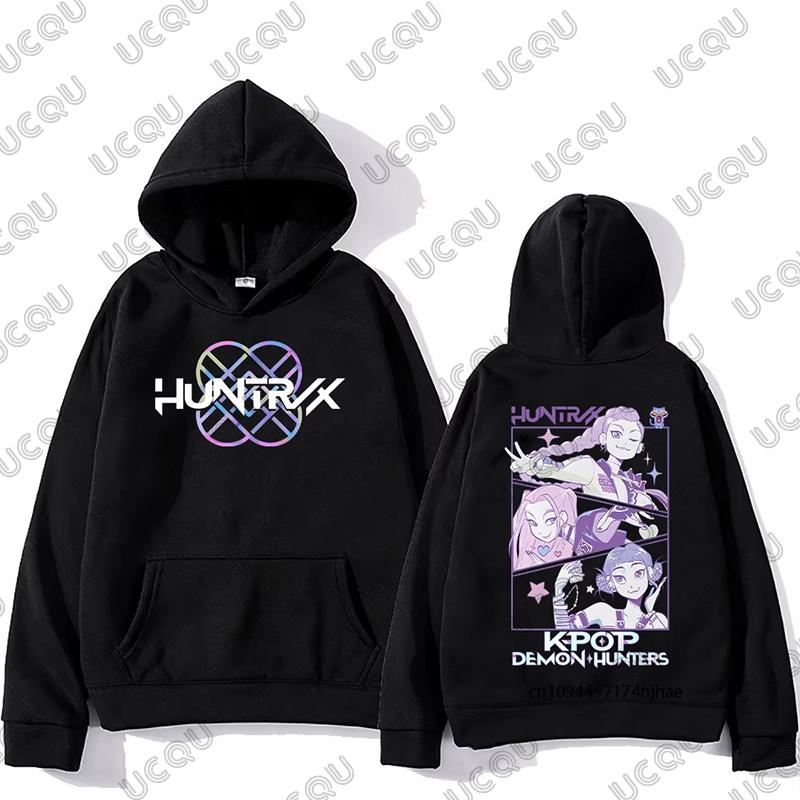 KPop Demon Hunters Anime Print Cotton Women Men Hoodies Autumn Winter Long Sleeve Sweatshirt Casual Fashion Oversized Tops