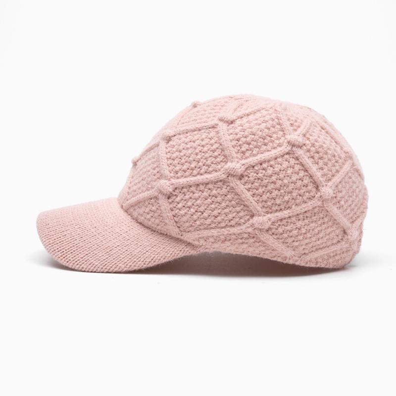 Damen Herbst Winter Gestrickte Wolle Baseballkappe Warme Kappe Outdoor Kältefeste Reitkappe
