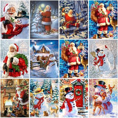 Cartoon DIY 5D Diamond Painting Full Round Drill Santa Claus Snowman Diamond Embroidery Mosaic Resin Christmas Gift Wall Decor