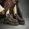 Johnature Commuter Retro Thick Soled High Heels Pumps Versatile Genuine Leather Women's Platform Shoes
