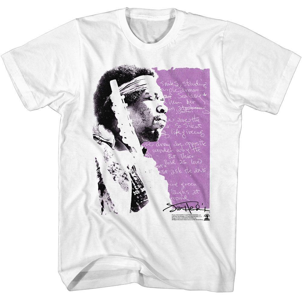 Jimi Hendrix Handwritten Lyrics Music Shirt S