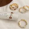 Come Money, Come Money! Micro-inlaid Zircon Thick-plated 18K Real Gold Color Retention Opening Adjustable Geometric Round Ring, Ring