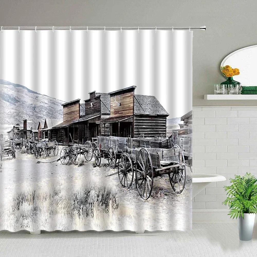 London Big Ben Shower Curtain European Style Red Tram Telephone Hall Scenery Old Newspaper Bath Screen Bathroom Curtain Box