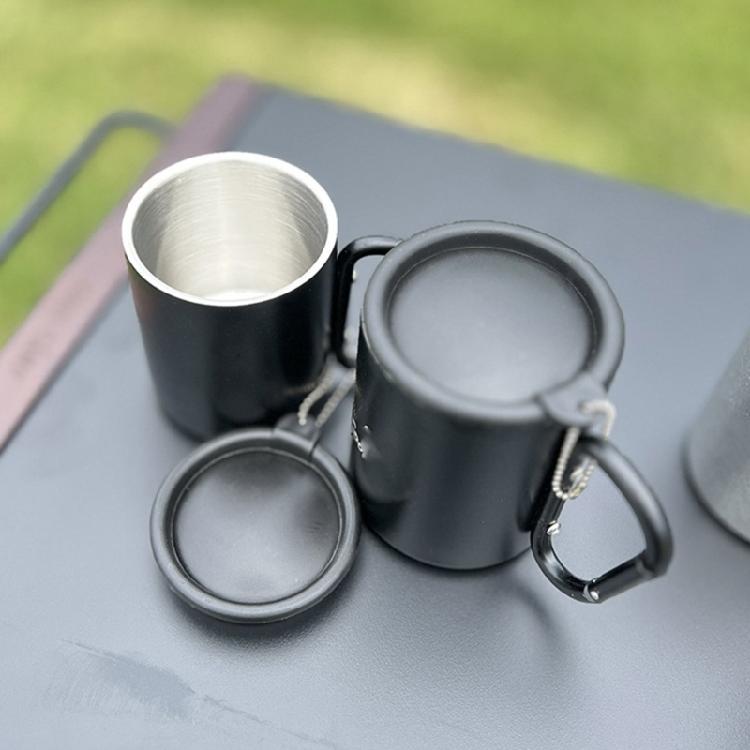 Camping Mug Insulated Mug with Carabiner Handle & Lid Portable Picnic Water Mug