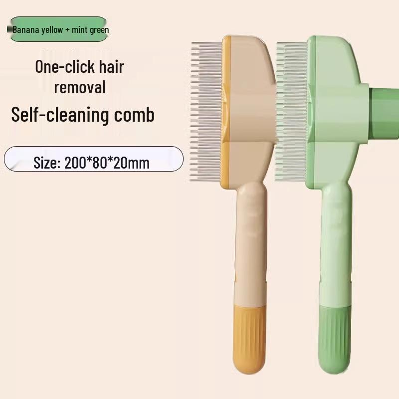 Mehrzweck-Tierkamm: Katzen- & Hunde-Massagebürste, Entwirrend, Knotenöffner, Dichte Zähne, Ein-Klick-Haarentfernung