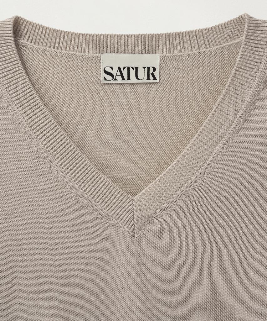 Seteo (W) V-Neck Fine Wool Knit Beige