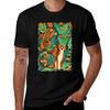 Leopards And Tropical Leaves Tshirt Active Sports Short Sleeve Cotton Shirt