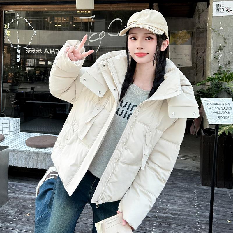 

Женская теплая зимняя куртка с капюшоном большого размера - легкая и удобная хлопковая куртка с длинным рукавом M