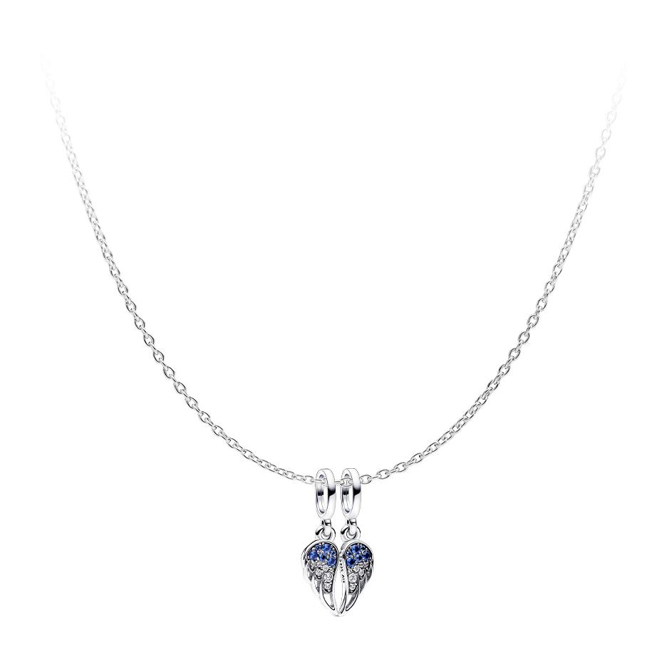 Pandora Shining Angel Set Women necklace Silver Blue ZT26011303A Box