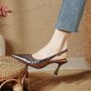 Baotou sandals women's summer 2025 new French pleated shallow mouth empty single shoes pointed high heels women's stiletto