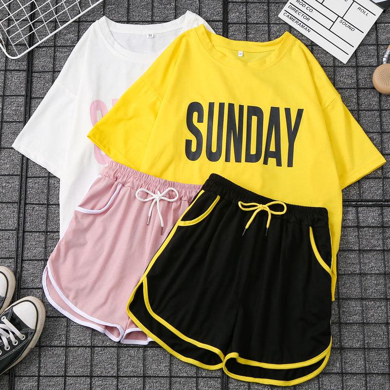 2022 Korean Summer Women's Casual Two-Piece: Loose Top & Shorts Sportswear Suit