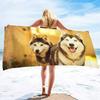 Lightweight Beach Towels Quick Dry, Husky Dog Soft Microfiber Sand Free Pool Bath Outdoor Travel Towel for Camping Swimming Yoga