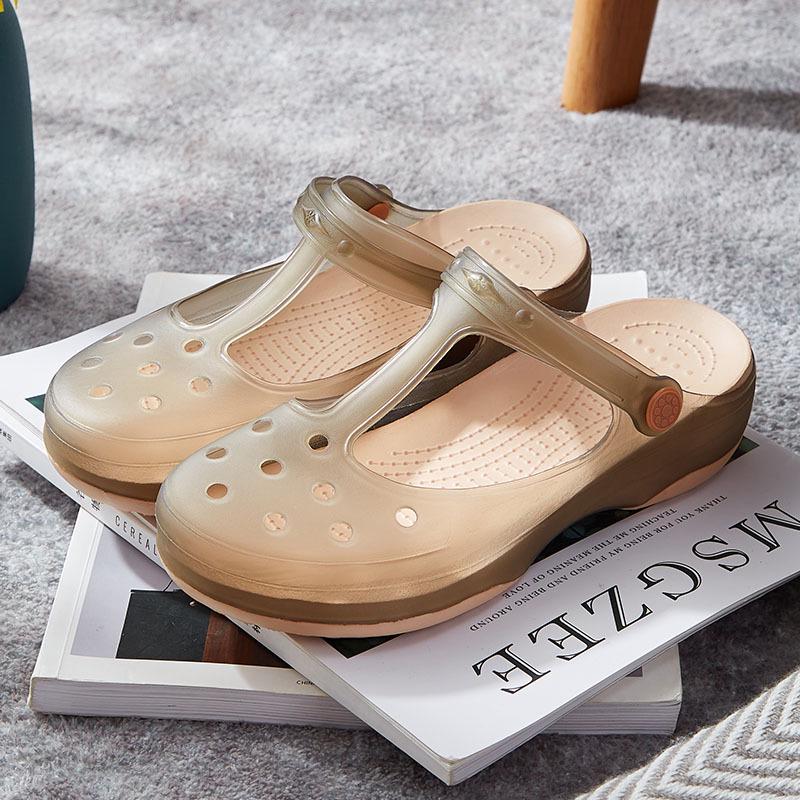 Women's Summer Non-Slip Jelly Sandals – Closed Toe, Thick Sole, Soft Beach Shoes