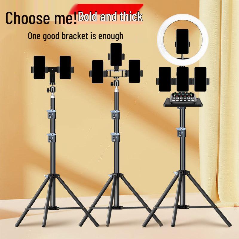 Carbon Steel Mobile Phone Holder with Fill Light - Dual-Position, Professional, Designed for Live Broadcasts.