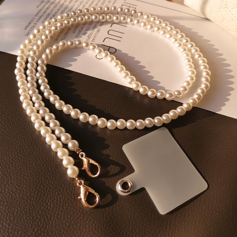 Damen S Langes Crossbody Handy-Lanyard Perlen Handgefertigt Perlenabnehmbarer Clip