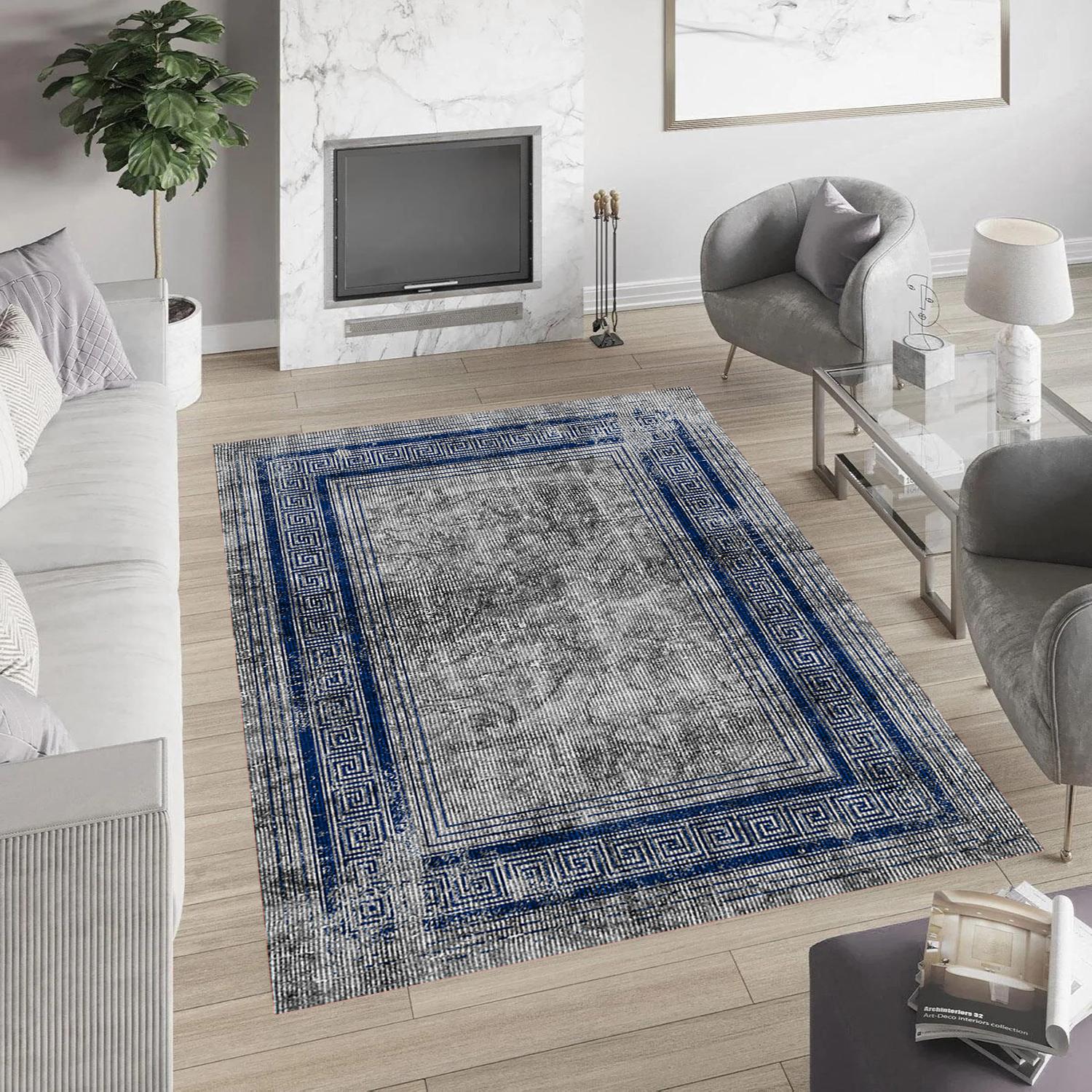 

Rovigo Home Washable Printed Carpet RVG0897-FNL113 50x80 синий