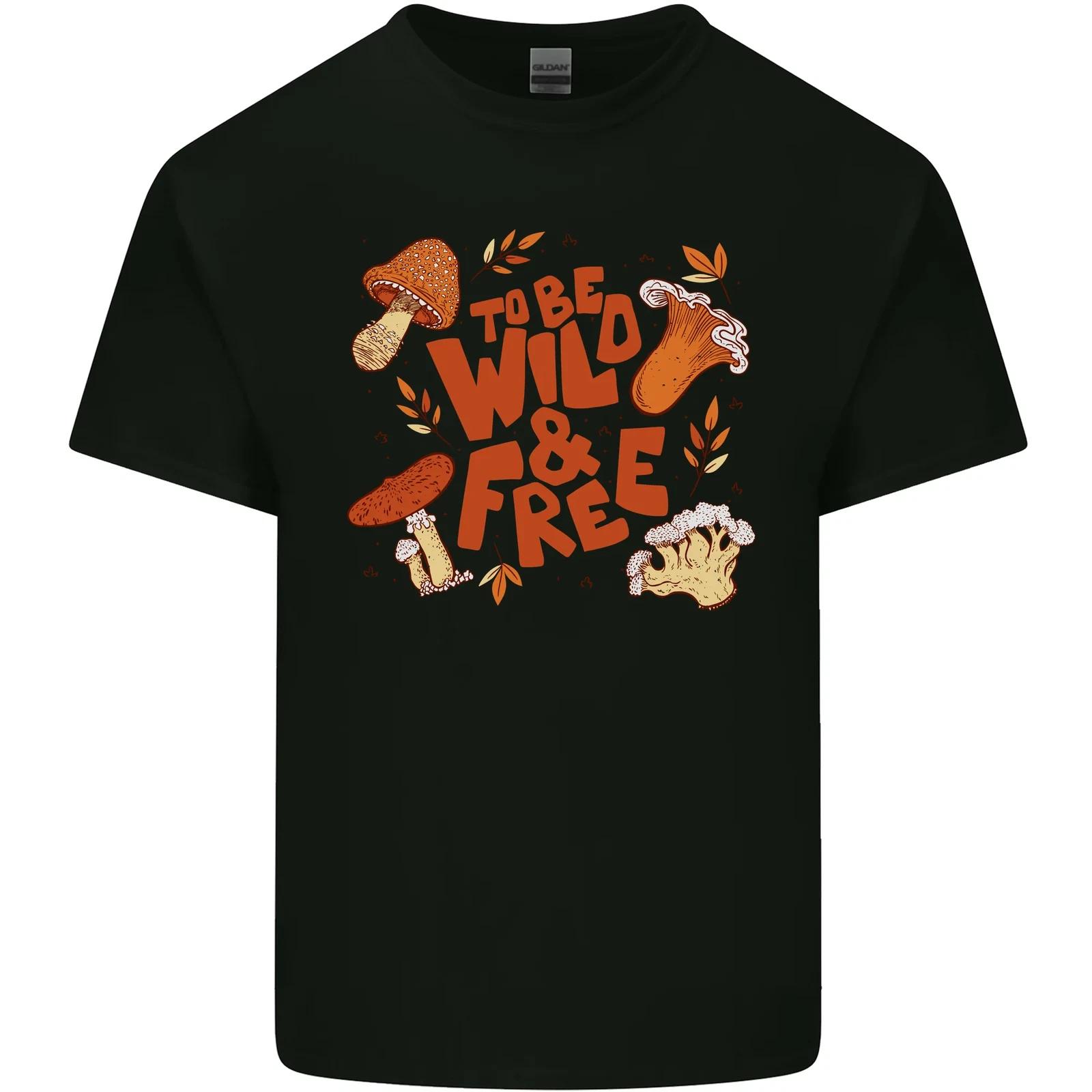 Wild & Free Mushroom Foraging Nature Kids T-Shirt Childrens L