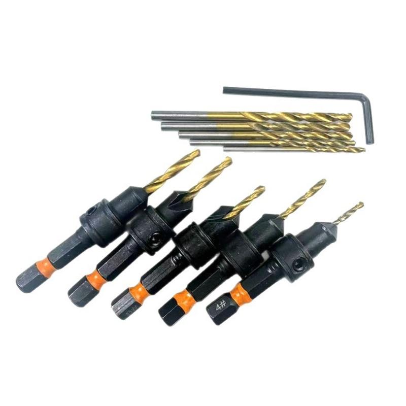 

Set of 11 Metal Plated Hex Shank Countersink Bit for Precise Countersinking in Wood with Fast Chip Removal 1