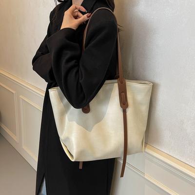 Casual Bag Women's Large Capacity 2025 New Splicing Versatile Simple Shoulder Shopping Bag Commuter Tote Bag