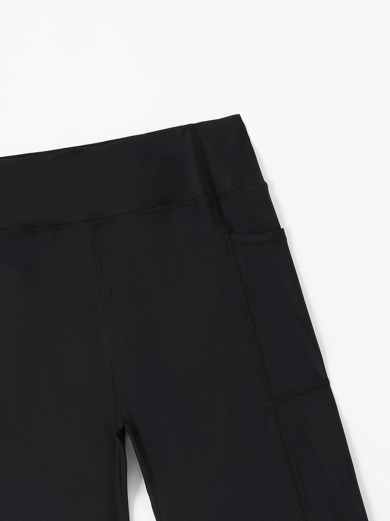 Women's High-Waisted Swim Shorts with Pockets - Flat-Leg, Five-Point Trunks