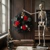 Decorative Halloween Door Wreath, Bone Hand and Skull Flower Wreath 45CM for Front Door Porch Placement, Table Display, Window Framing, and Holiday
