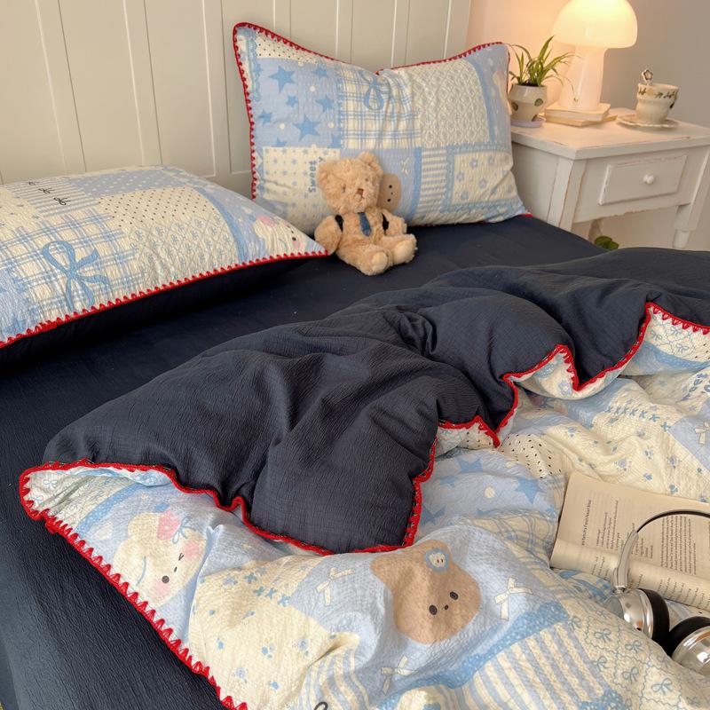 2026 New Cartoon Style Puffy Cotton Embroidery Bedding Set