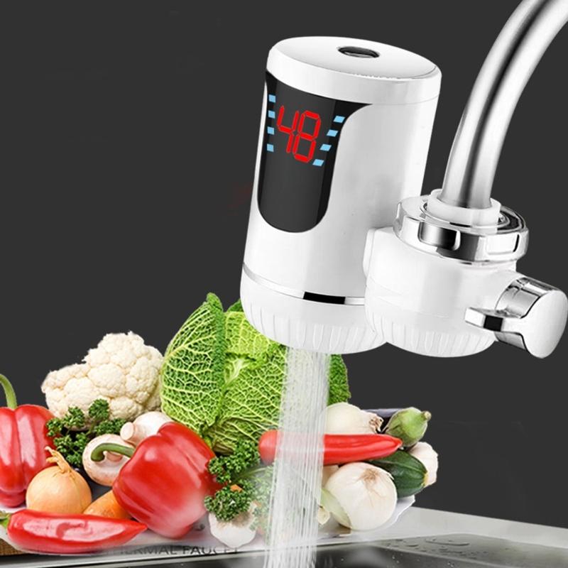 Fast Heating Tankless Water Heater Faucet LED Temperature Display Hot Water Heater Faucet for Kitchen & Bathroom Use