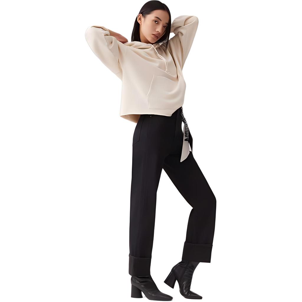 Levis Loose Fashion Casual Kangaroo Pocket Drawstring Hoodie Women Hoodies Off-White A9338-0000