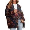 Women's Fashion Long Sleeve Print V-Neck Button Loose Cardigan Top