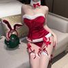 Temptation Bunny Girl Lingerie Set: Open Chest, Bondage, and Christmas Bodysuit