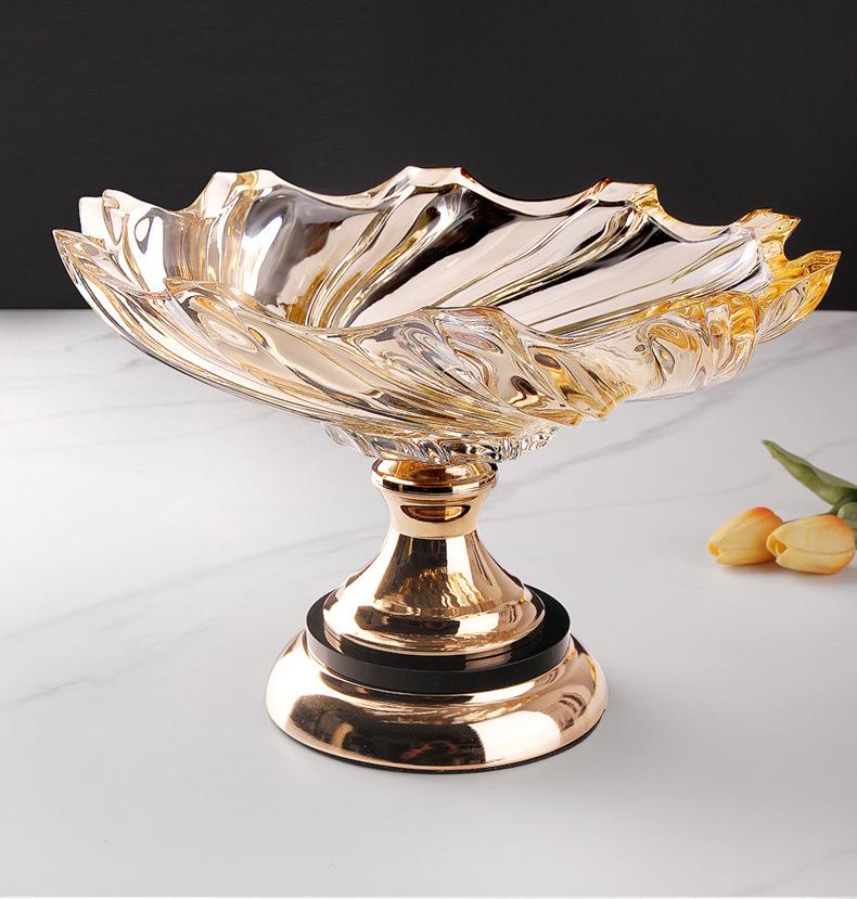 Velká křišťálová skleněná mísa na ovoce a svačinu v evropském stylu pro domácí obývací pokojový konferenční stolek