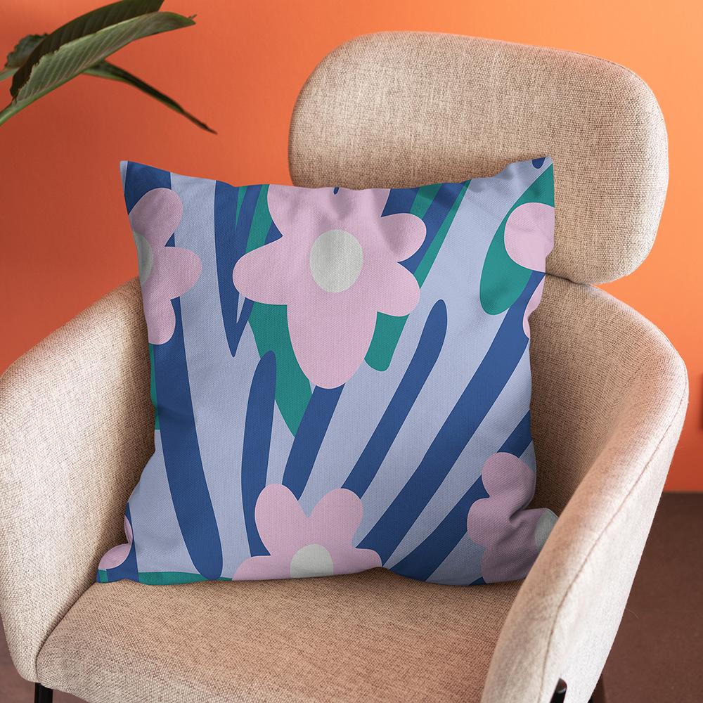 Nordic Abstract Art Flower Print Pillowcase Short Plush Pastoral Simple Home Sofa Cushion Car Cushion