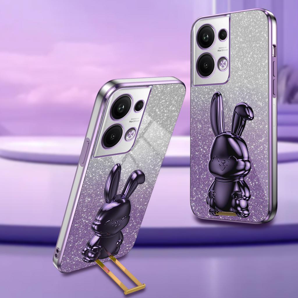 For Oppo Reno9 Pro+ 5G Electroplating Cellphone Case PC+TPU Cover with Support Kickstand