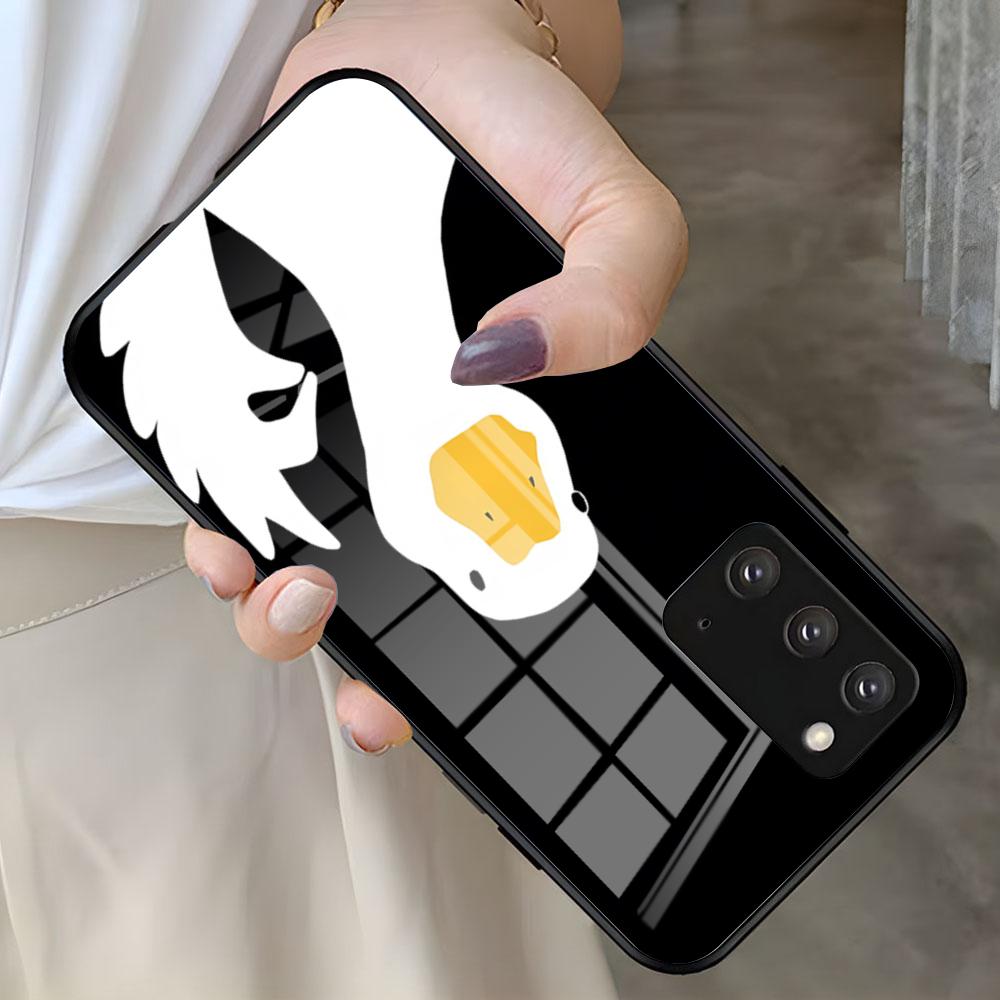 Funny D-DucK Goose Meme Phone Case For Samsung S26 S25 S24 FE S23 S22 S21 Plus S20 Ultra Note20Ultra Black Glass Cover