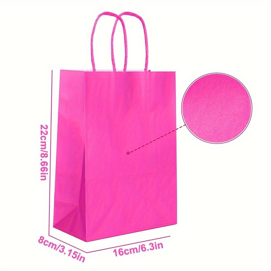 12pcs Kraft Paper Bags with Handles 6.3×8.7Inces Gift Bags Pink&Rose Red Handbag for Valentine's Day Wedding Party Decor ZSY