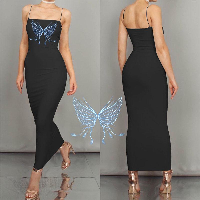 

Летнее платье с открытой спиной и бретельками, женское элегантное женское платье для вечеринки, длинное платье без рукавов