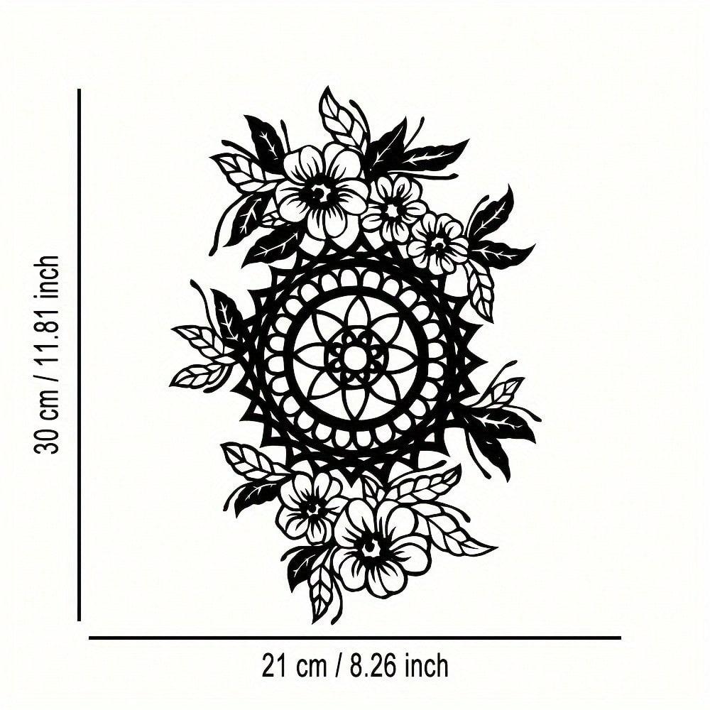 

Floral Metal Wall Art Decor, Reusable Plaque for Home Office Courtyard Cafe, Housewarming Festival Gift Halloween Christmas New Year TY10019-01 чёрный