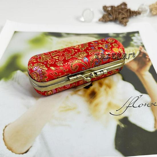Vintage Brocade Embroidered Lipstick Case with Mirror