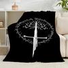 1PC Tree Of Life Sword Symbol Flannel Blanket Gift, Suitable for Both Men And Women, Soft Ideal for Beds And Sofa, Birthday Or Christmas Gift