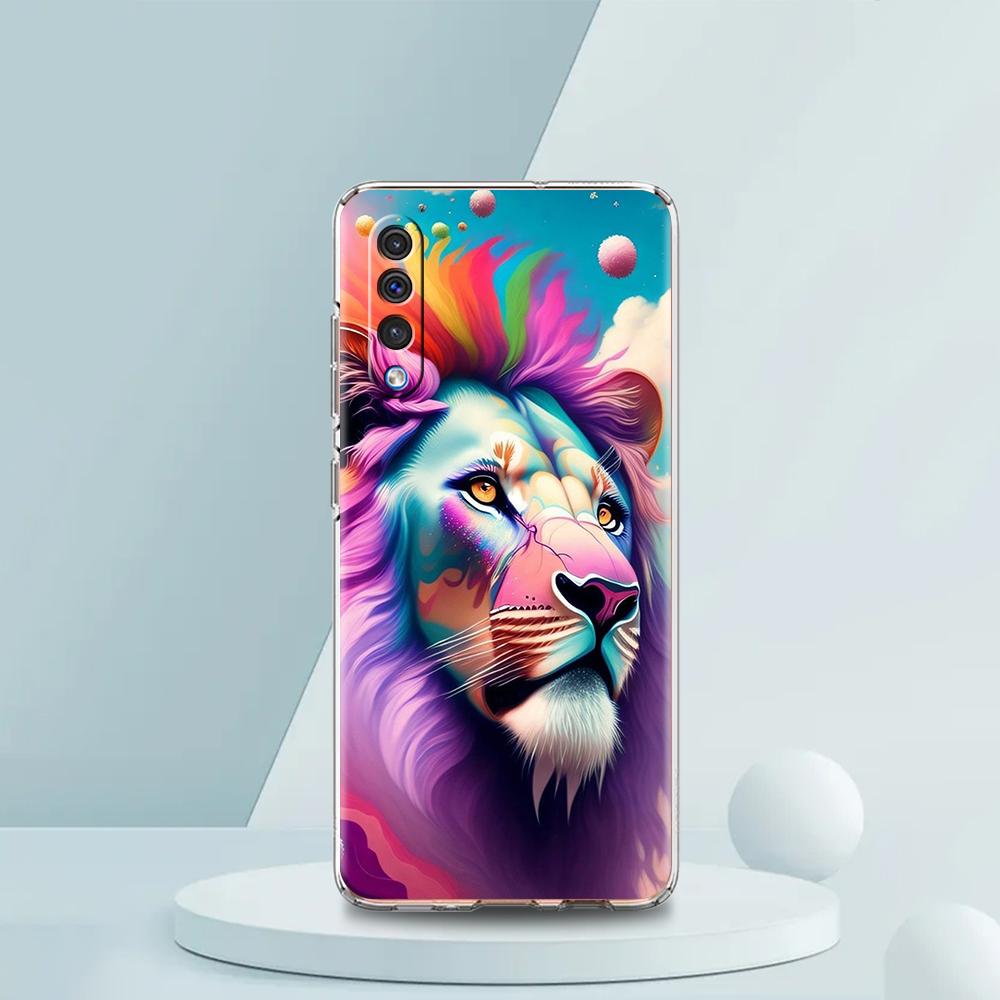 Colorful Lion Transparent Phone Case for Samsung Galaxy A16 A14 A12 A22 A24 A42 A02 A03S A06 A50 A70 A20 A30 A40 Soft Cover Bags