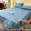 Solid Color Waterproof Mattress Fitted Sheet, Durable TPU Waterproof Backing Bed Cover, Smooth Breathable Bed Sheet for Home Hotel