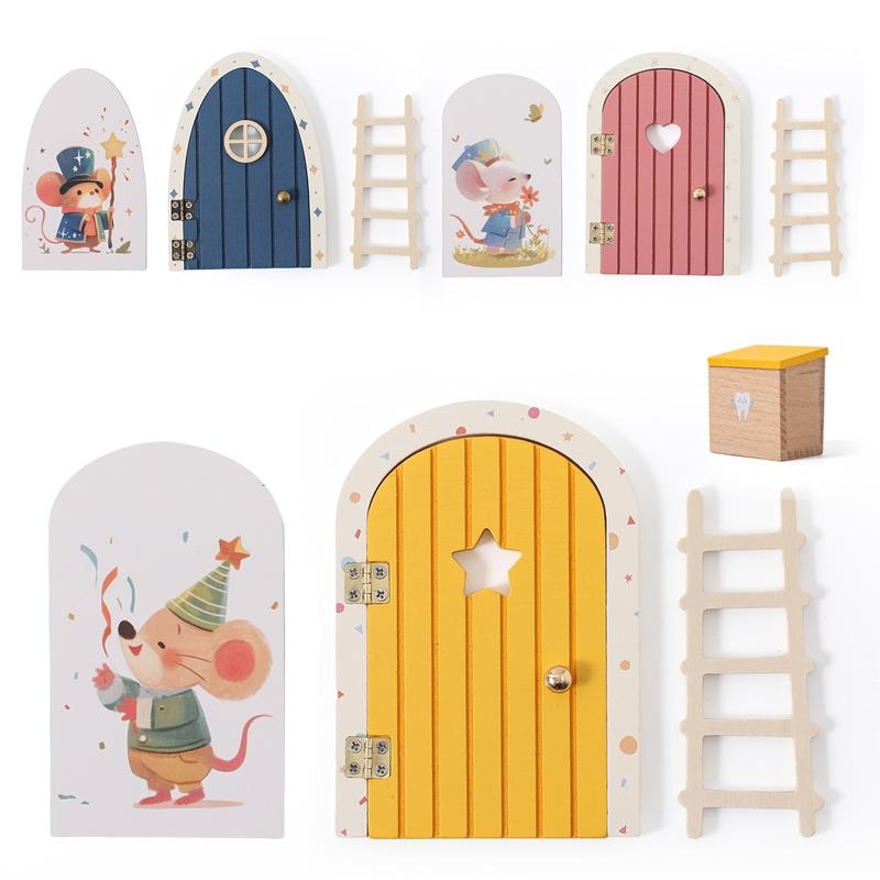 Baby Room Fairy Cottage Wooden Miniature Dollhouse The Elf's Fairy Door Decorations Montessori Toys Elf Craft Decoration Gift
