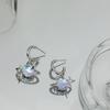 2024 New Blue Crystal Heart Star Stud Earrings for Women Girl New Gothic Y2K Punk Design Earrings Removable Simple Earrings