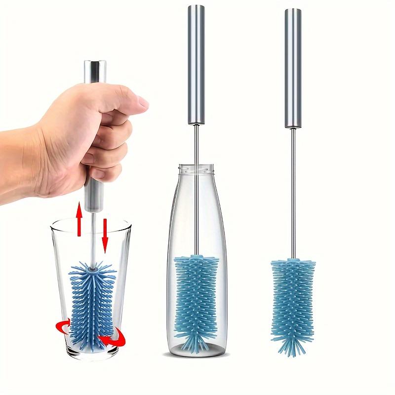 1pc Silicone Rotating Cleaning Brush for Bottles and Cups Reusable, Manual Press-Action For Kitchen Use