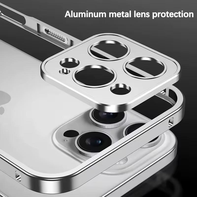 Rahmen Bumper Handyhülle aus Luftfahrt-Aluminiumlegierung für iPhone 16 15 14 13 12 Pro Max Plus Metall Linsenschutz Stoßfeste Hülle